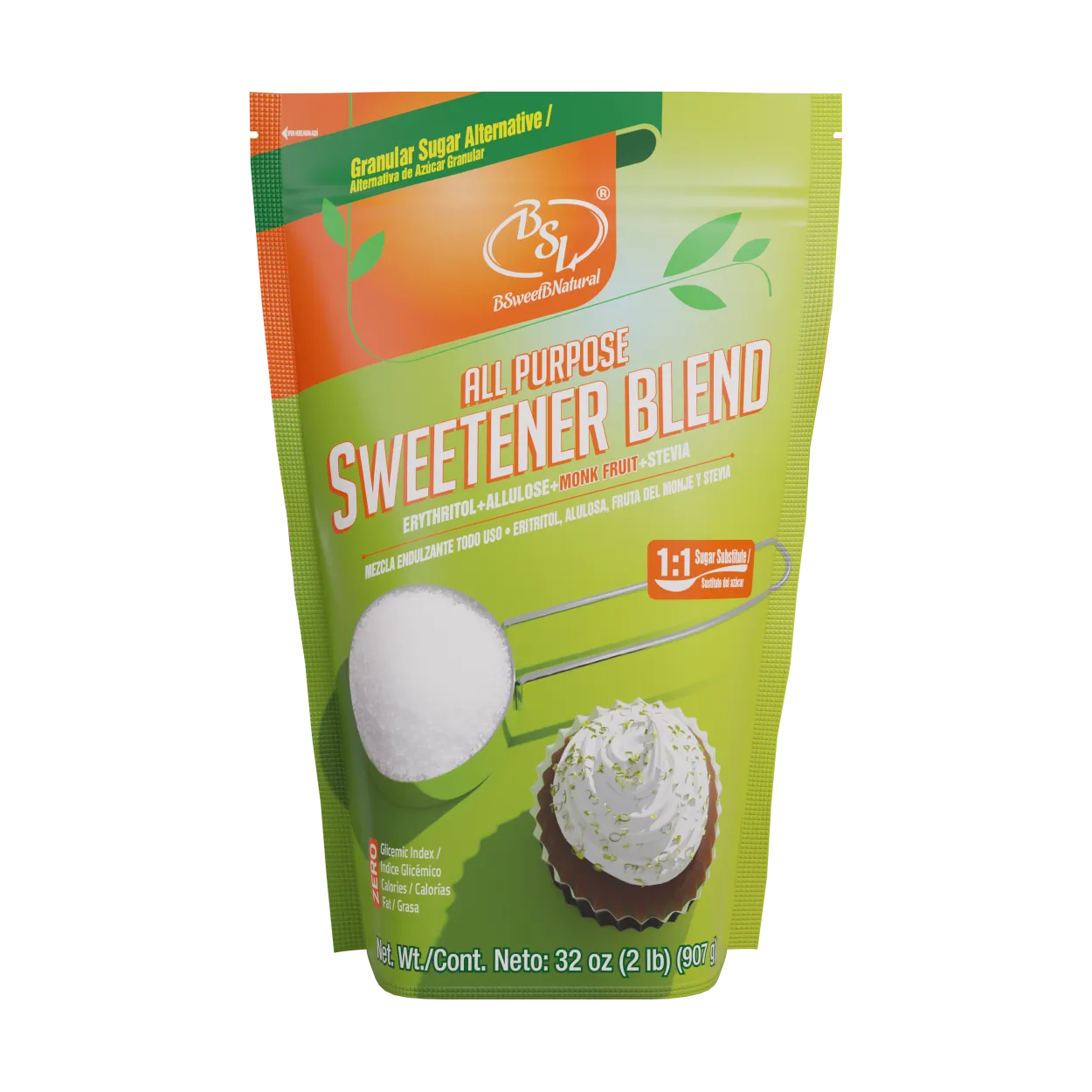 Monk Fruit Sweetener (32 oz) - Zero Calorie Sugar Substitute, Keto & Vegan Friendly, Stevia & Allulose Blend