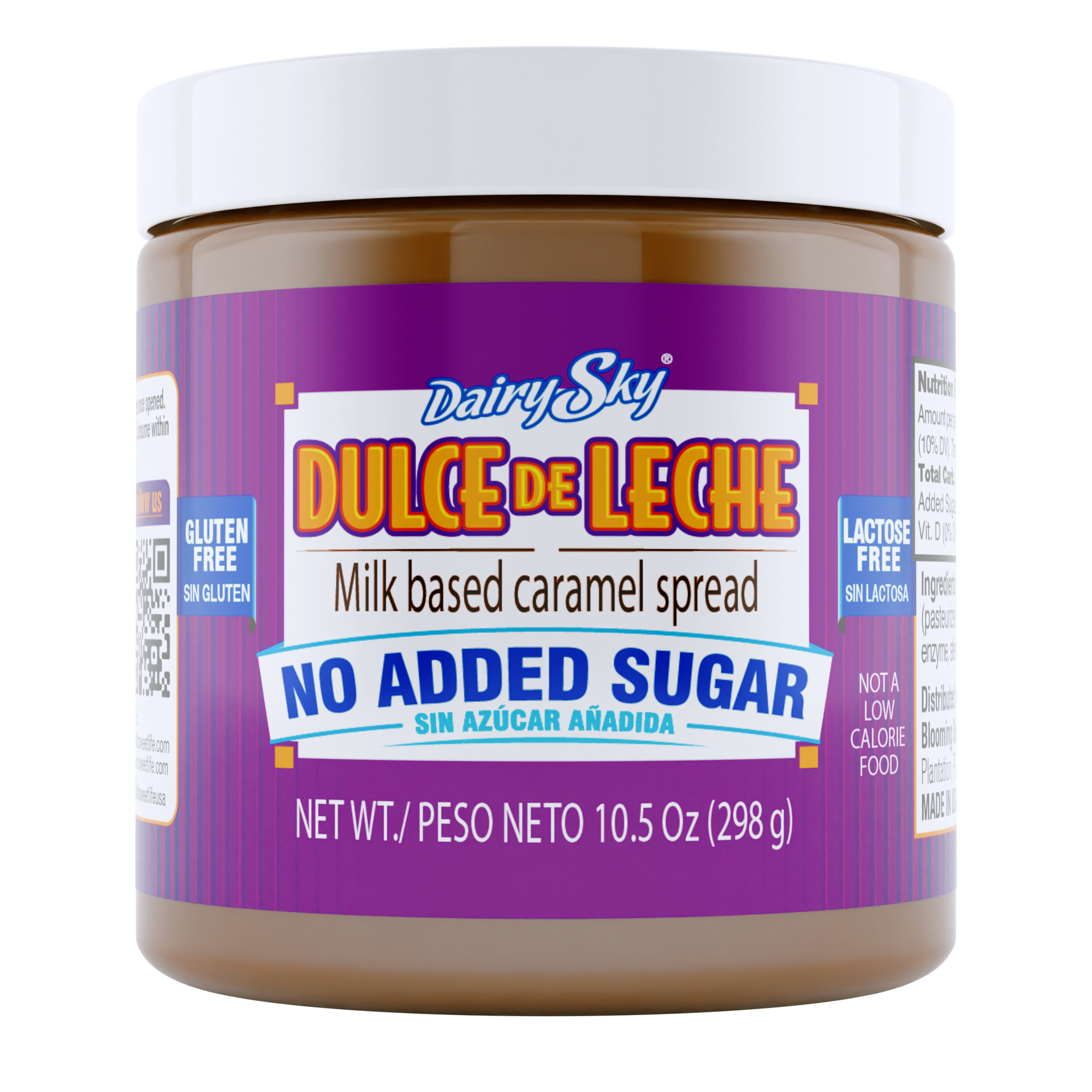 DairySky Dulce de Leche  10.5 Oz. - No Added Sugar Milk Caramel Spread 