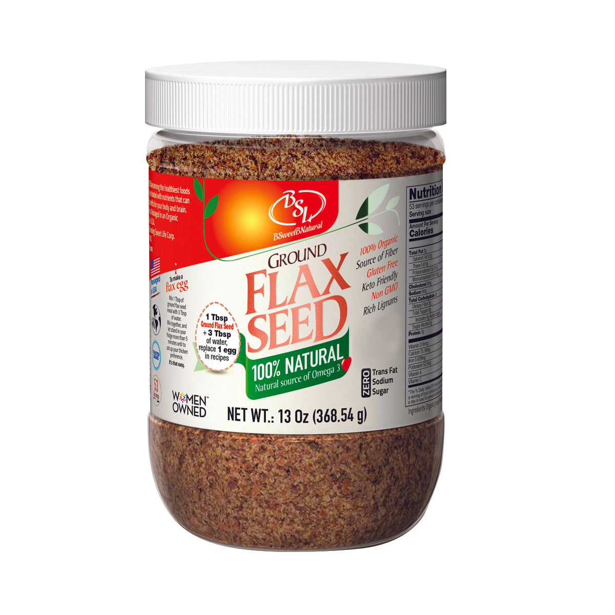 BSL Organic Ground Flax Seeds (13 oz) - Essential Superfood