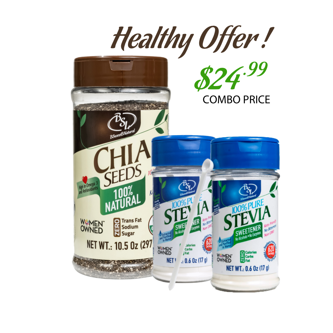 Natural Healthy Offer - Promo 2 Stevias 0.6 oz + 1 Organic Chia 10.5 oz